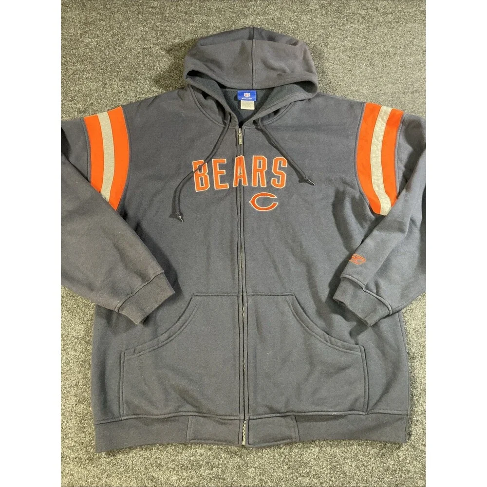Reebok NFL Authentic Chicago Bears Full Zip Sweatshirt Jacket With Hoodie XL